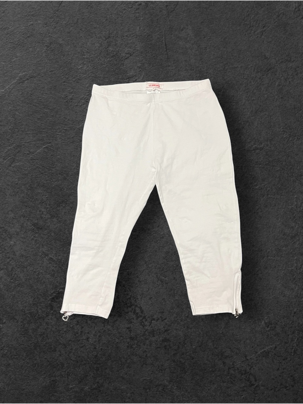 Vintage Le Grenier White Capri Leggings With Heart Shaped Zippers Women’s Small